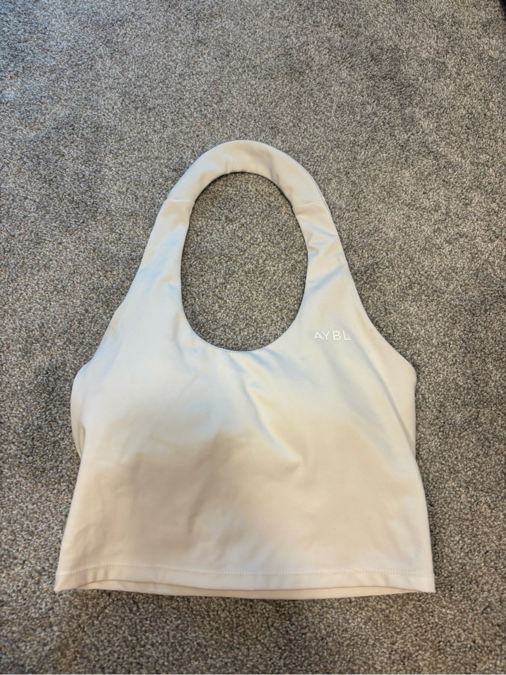 AYBL White Scoop Neck Sports Bra Crop Top